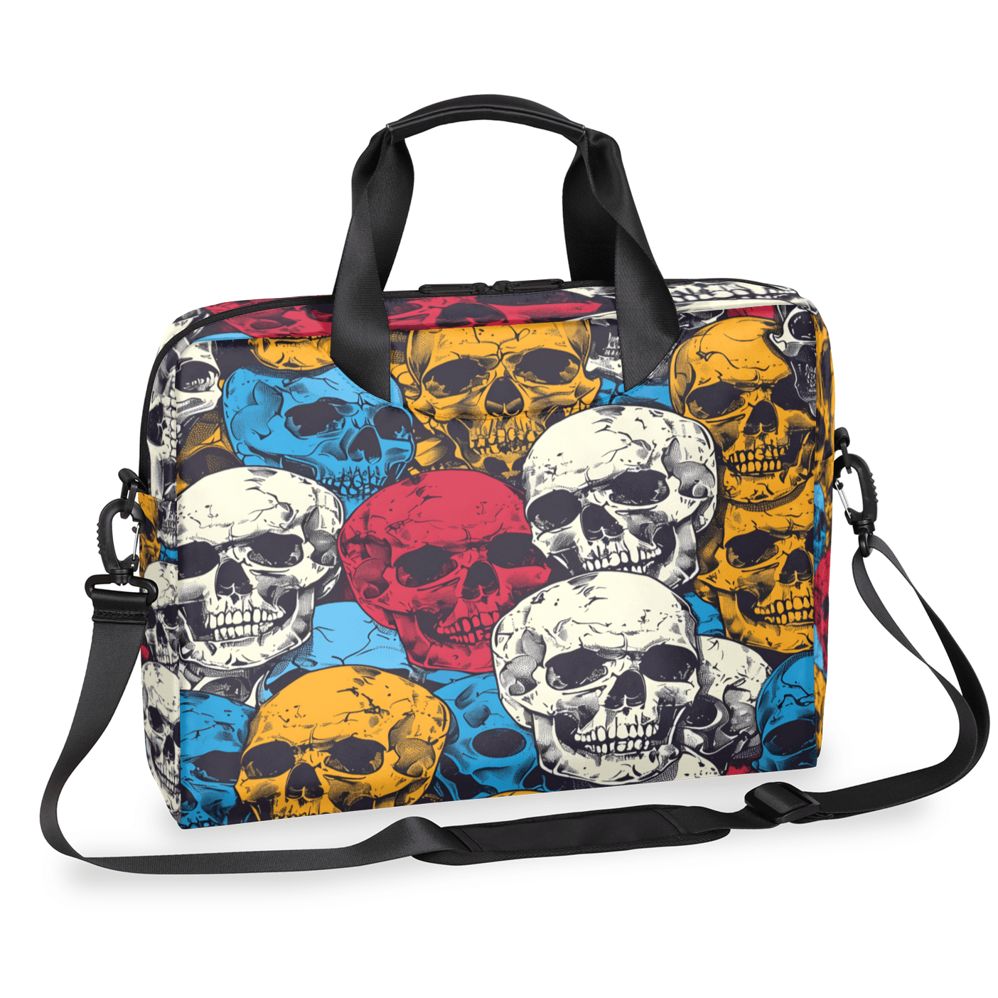 Herdesigns Skull Laptop Bag for Women Men, Computer Case Briefcase Messenger Bags, 15-15.6 inch Laptop Sleeve Shoulder Bag
