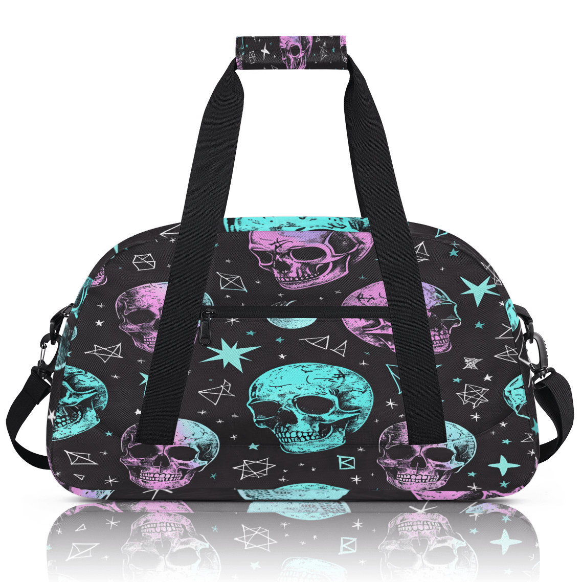 Herdesigns Skull Sports Duffle Bag for Women & Men, Skeleton Gym Bag Dance Bag Overnight Bag Carry On Weekender Travel Bag