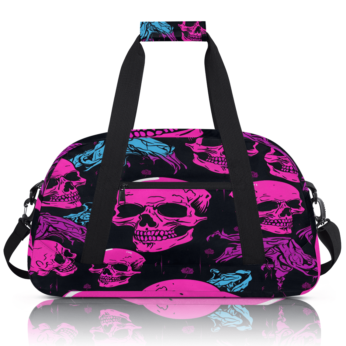 Herdesigns Skull Sports Duffle Bag for Women & Men, Spooky Skull Gym Bag Dance Bag Overnight Bag Carry On Weekender Travel Bag
