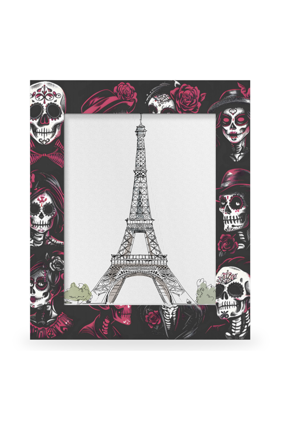 Skull Theme 8x10 Picture Frame, Wood Photo Frame for Wall & Tabletop, Vertical & Horizontal Display Home Decor