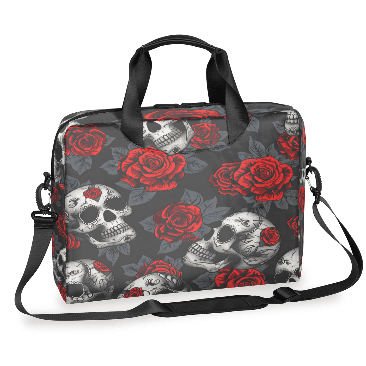 Herdesigns Skulls And Roses Laptop Bag for Women Men, Computer Case Briefcase Messenger Bags, 15-15.6 inch Laptop Sleeve Shoulder Bag
