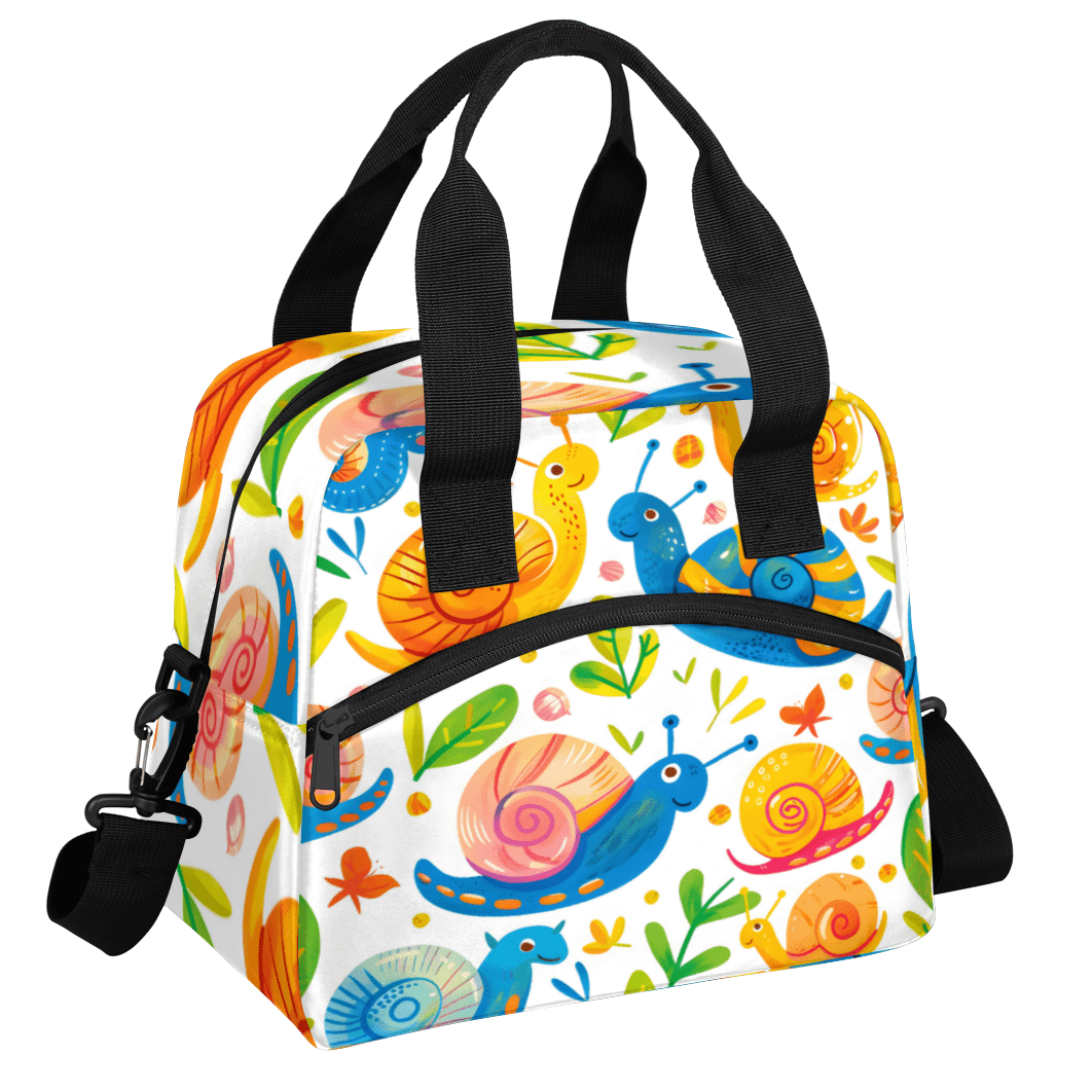 Herdesigns Snails Insulated Lunch Bag for Women Men Adults Large Reusable Lunch Box Cute Snails Leakproof Cooler Tote Bags with Adjustable Shoulder Strap
