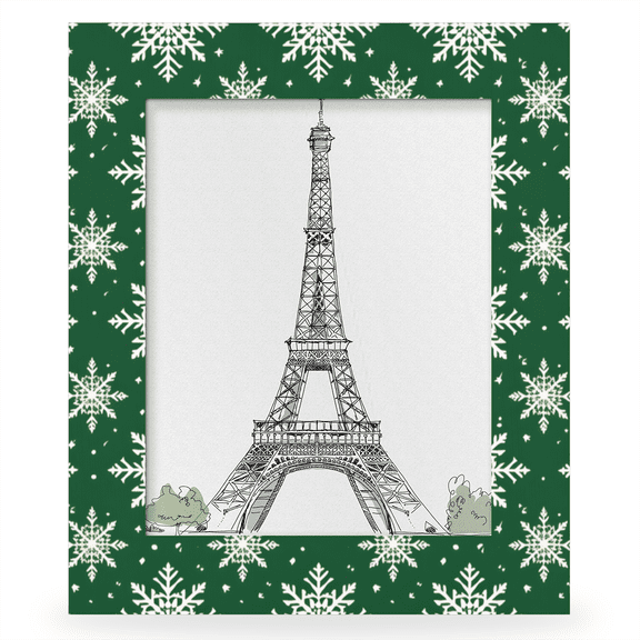 Herdesigns Snowflake 8x10 Picture Frame, Green Christmas Wood Photo Frame for Wall & Tabletop, Vertical & Horizontal Display Home Decor