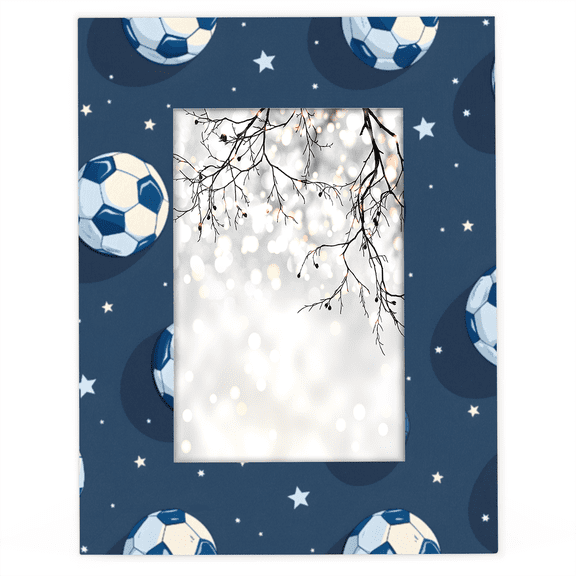Herdesigns Soccer Football 4x6 Picture Frame Star Wood Photo Frame Table Display or Wall Hanging Decoration for Vertical or Horizontal Display