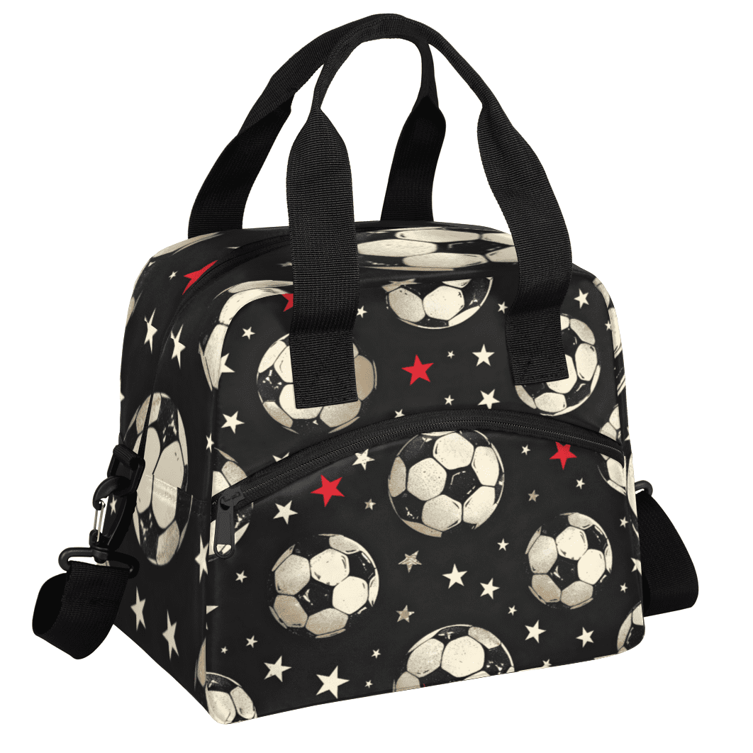 Herdesigns Soccer Insulated Lunch Bag for Women Men Adults Large Reusable Lunch Box Sports Leakproof Cooler Tote Bags with Adjustable Shoulder Strap