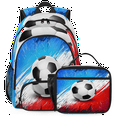 thumbnail image 1 of Herdesigns Soccer Print Large Backpack Set with Lunch Box Lightweight Water Resistant Travel Laptop Backpacks Casual Daypacks for Women Men, 1 of 8