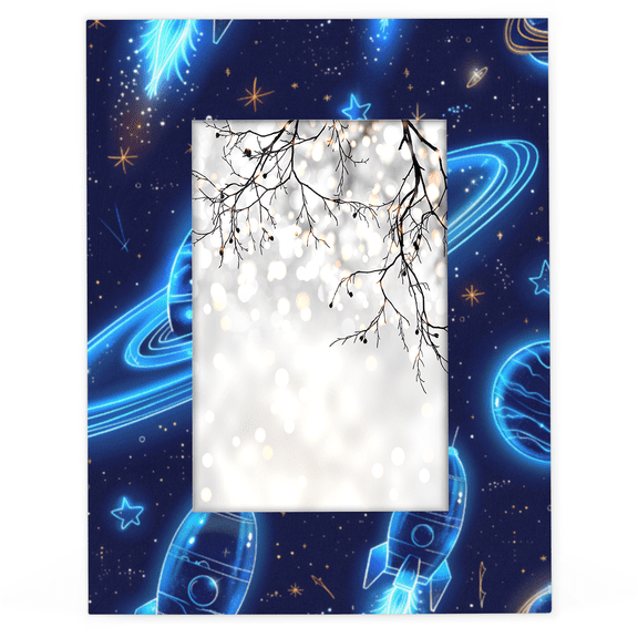 Herdesigns Solar System 4x6 Picture Frame Planets Universe Wood Photo Frame Table Display or Wall Hanging Decoration for Vertical or Horizontal Display