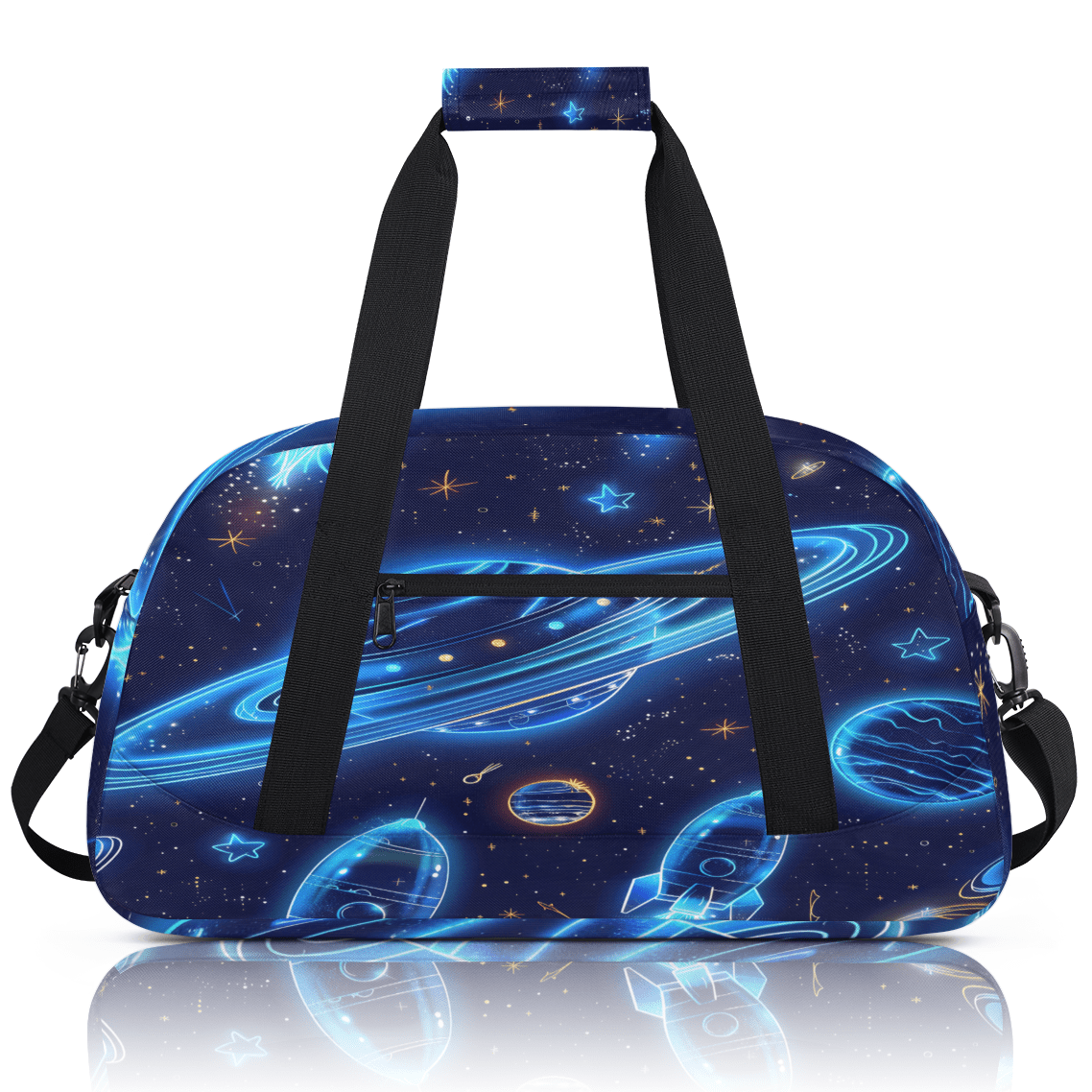 Herdesigns Solar System Sports Duffle Bag for Women & Men, Planets Universe Gym Bag Dance Bag Overnight Bag Carry On Weekender Travel Bag