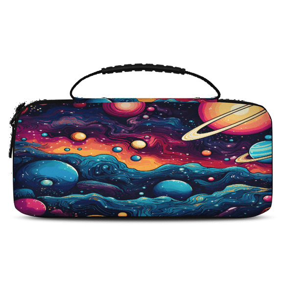 Herdesigns Solar System Universe Carry Case Compatible with Nintendo Switch 2017 & Oled 2021, with 20 Game Card Slots, Outer Space Portable Travel Carrying Case Pouch for Accessories & Games