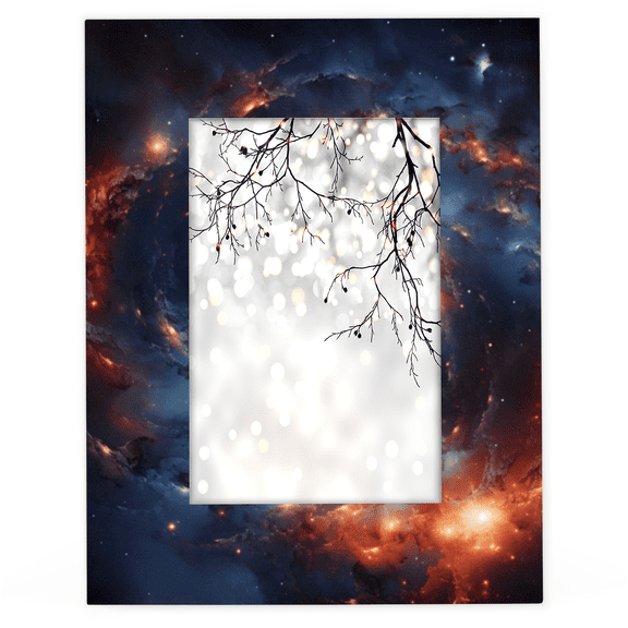Herdesigns Space 4x6 Picture Frame Galaxy Nebula Outer Space Wood Photo Frame Table Display or Wall Hanging Decoration for Vertical or Horizontal Display