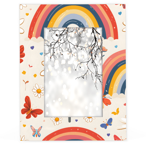 Herdesigns Rainbow 4x6 Picture Frame Daisy Wood Photo Frame Table Display or Wall Hanging Decoration for Vertical or Horizontal Display