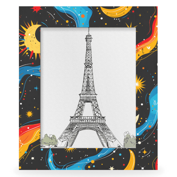Herdesigns Space Galaxy 8x10 Picture Frame, Sun Moon Galaxy Wood Photo Frame for Wall & Tabletop, Vertical & Horizontal Display Home Decor