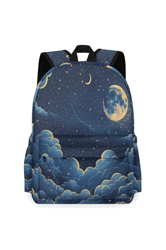 Space Galaxy Travel Backpack 16.3 Inch Casual Laptop Backpack for Men Women Adults Daily Daypack for Work Commuter, Moon Star