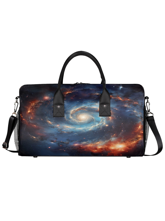Space Gym Bag for Women Men, Travel Duffle Bag Lightweight Waterproof Carry on Weekender Overnight Tote for Dance Cheer Sport, Galaxy Nebula Outer Space