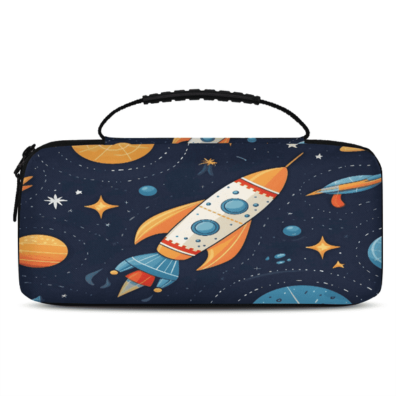 Herdesigns Space Rocket Galaxy Carry Case Compatible for Nintendo Switch OLED Model 2021/Switch 2017, Protective Travel Switch Carrying Case with 20 Game Card Slots for Switch Console & Accessories