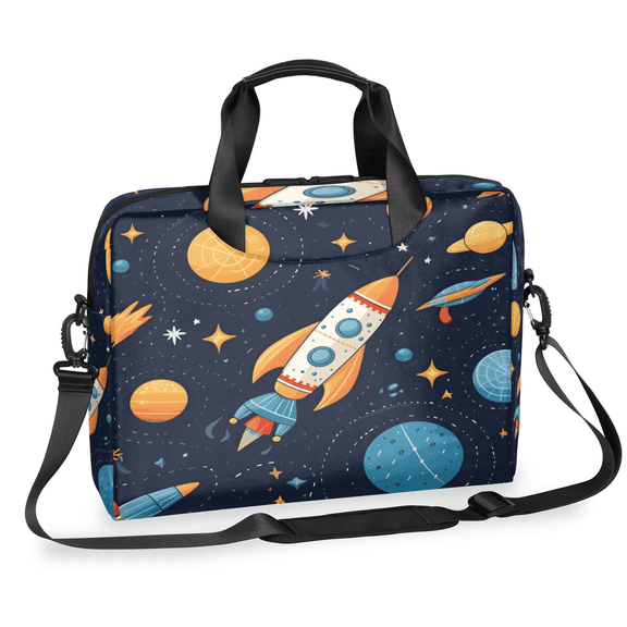 Herdesigns Space Rocket Galaxy Laptop Bag for Women Men, Computer Case Briefcase Messenger Bags, 15-15.6 inch Laptop Sleeve Shoulder Bag