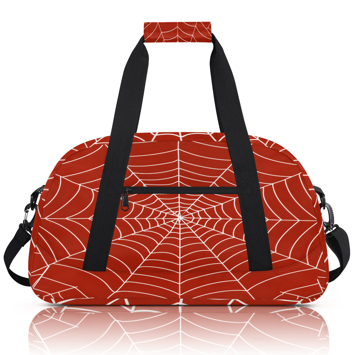 Herdesigns Spiders Web Sports Duffle Bag for Women & Men, Red Gym Bag Dance Bag Overnight Bag Carry On Weekender Travel Bag