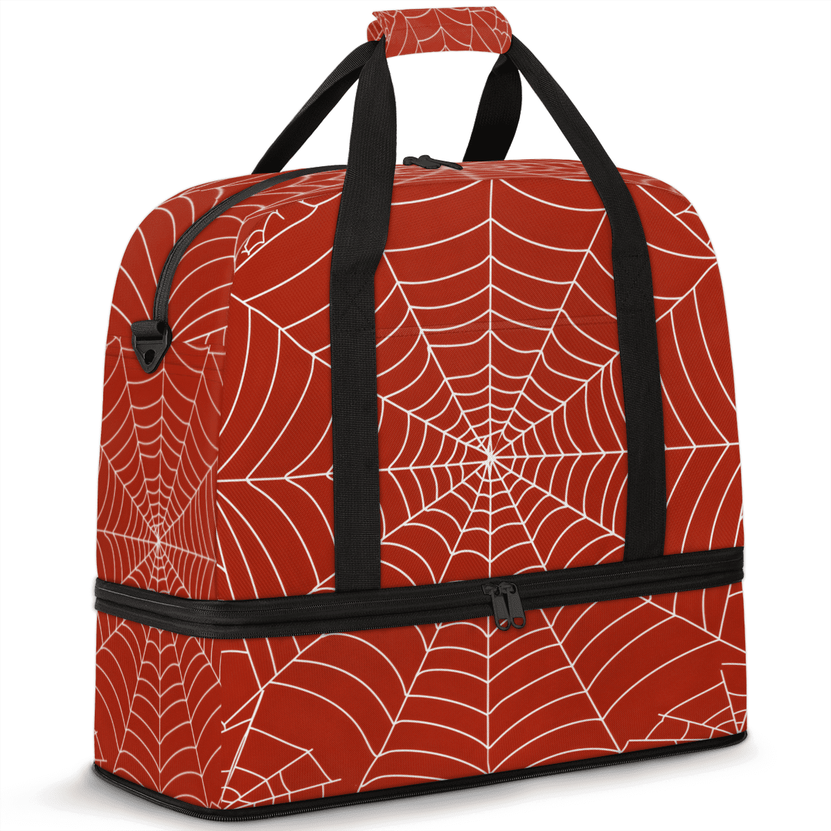 Herdesigns Spiders Web Travel Duffel Bag with Shoe Compartment Red Large Foldable Waterproof Weekend Overnight Bag for Beach Swim Pool Bags Sports Gym
