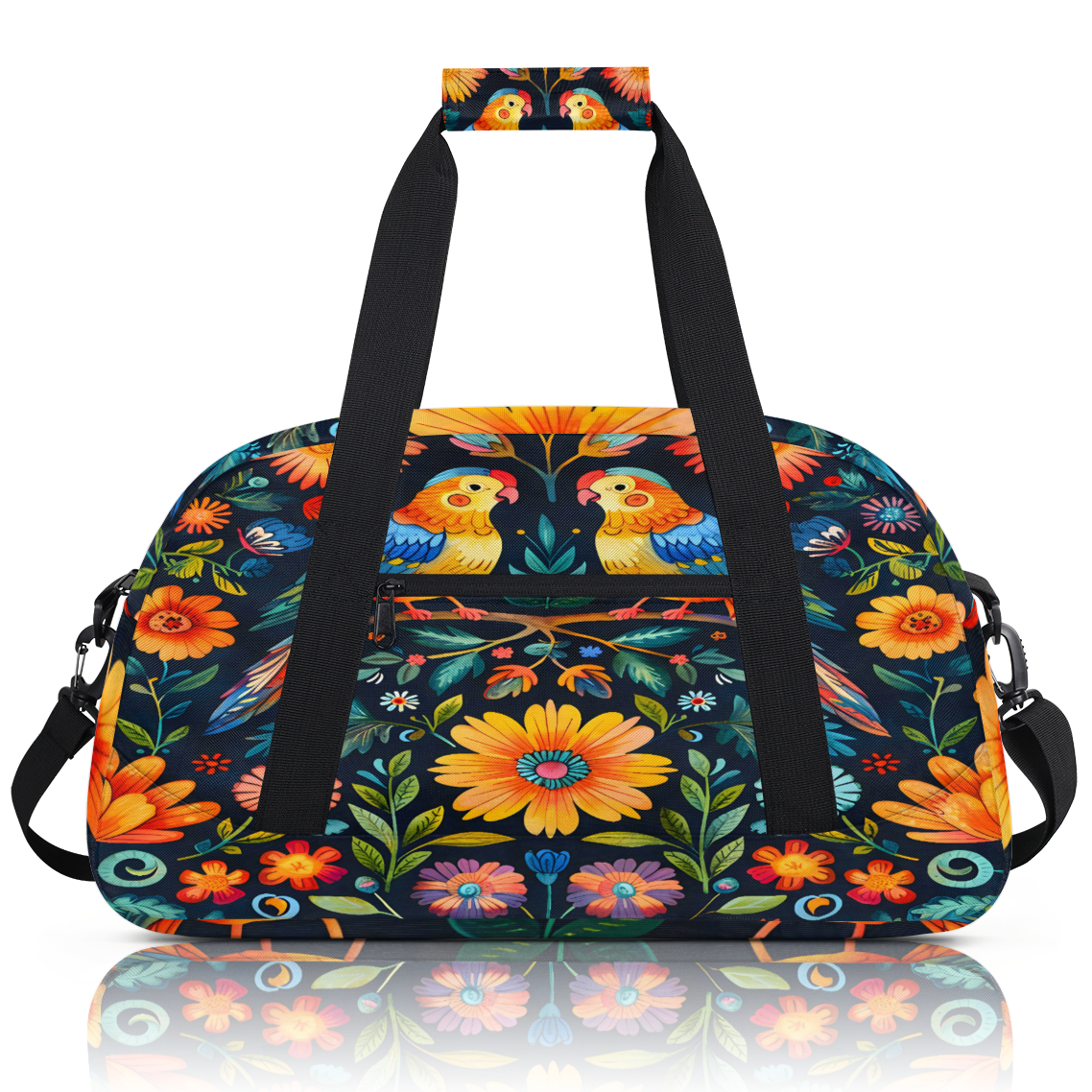 Herdesigns Sports Duffle Bags Travel Duffle Bag Gym Bag Bird Boho Flower Weekender Travel Bag Waterproof Overnight Bag Carry On Travel Tote Bag Dance Bags