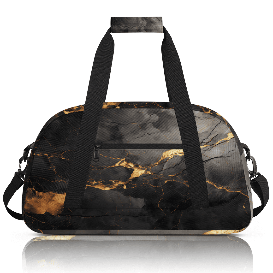 Herdesigns Sports Duffle Bags Travel Duffle Bag Gym Bag Black And Gold Marble Weekender Travel Bag Waterproof Overnight Bag Carry On Travel Tote Bag Dance Bags