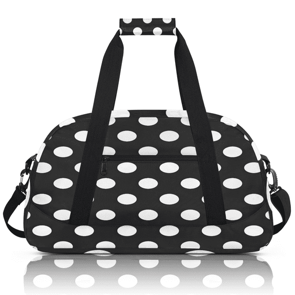 Herdesigns Sports Duffle Bags Travel Duffle Bag Gym Bag Black And White Polka Dots Weekender Travel Bag Waterproof Overnight Bag Carry On Travel Tote Bag Dance Bags