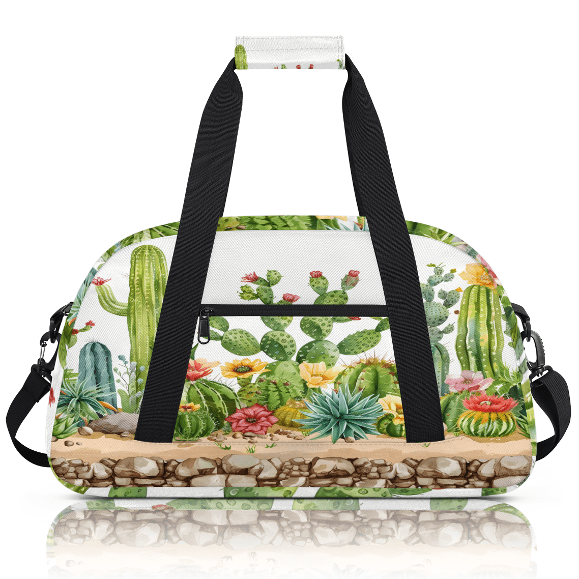 Herdesigns Sports Duffle Bags Travel Duffle Bag Gym Bag Cactus Floral Weekender Travel Bag Waterproof Overnight Bag Carry On Travel Tote Bag Dance Bags