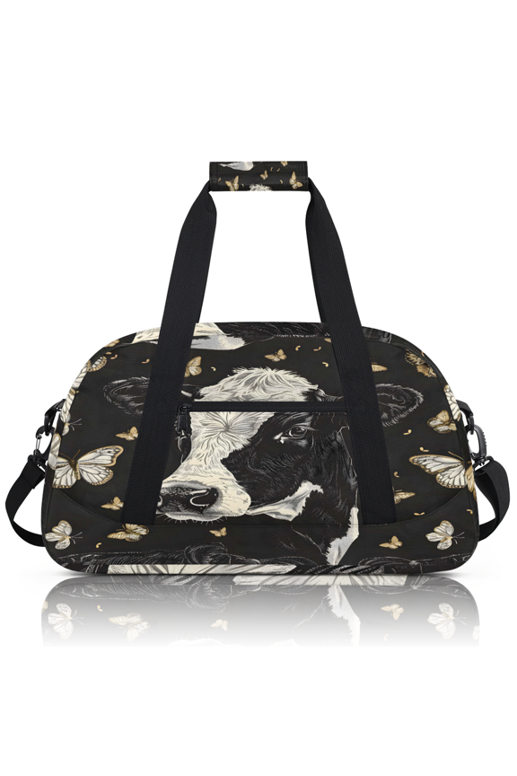 Sports Duffle Bags Travel Duffle Bag Gym Bag Cow Butterflies Weekender Travel Bag Waterproof Overnight Bag Carry On Travel Tote Bag Dance Bags