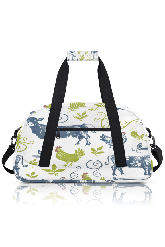 Sports Duffle Bags Travel Duffle Bag Gym Bag Cow Chicken Farm Animals Weekender Travel Bag Waterproof Overnight Bag Carry On Travel Tote Bag Dance Bags