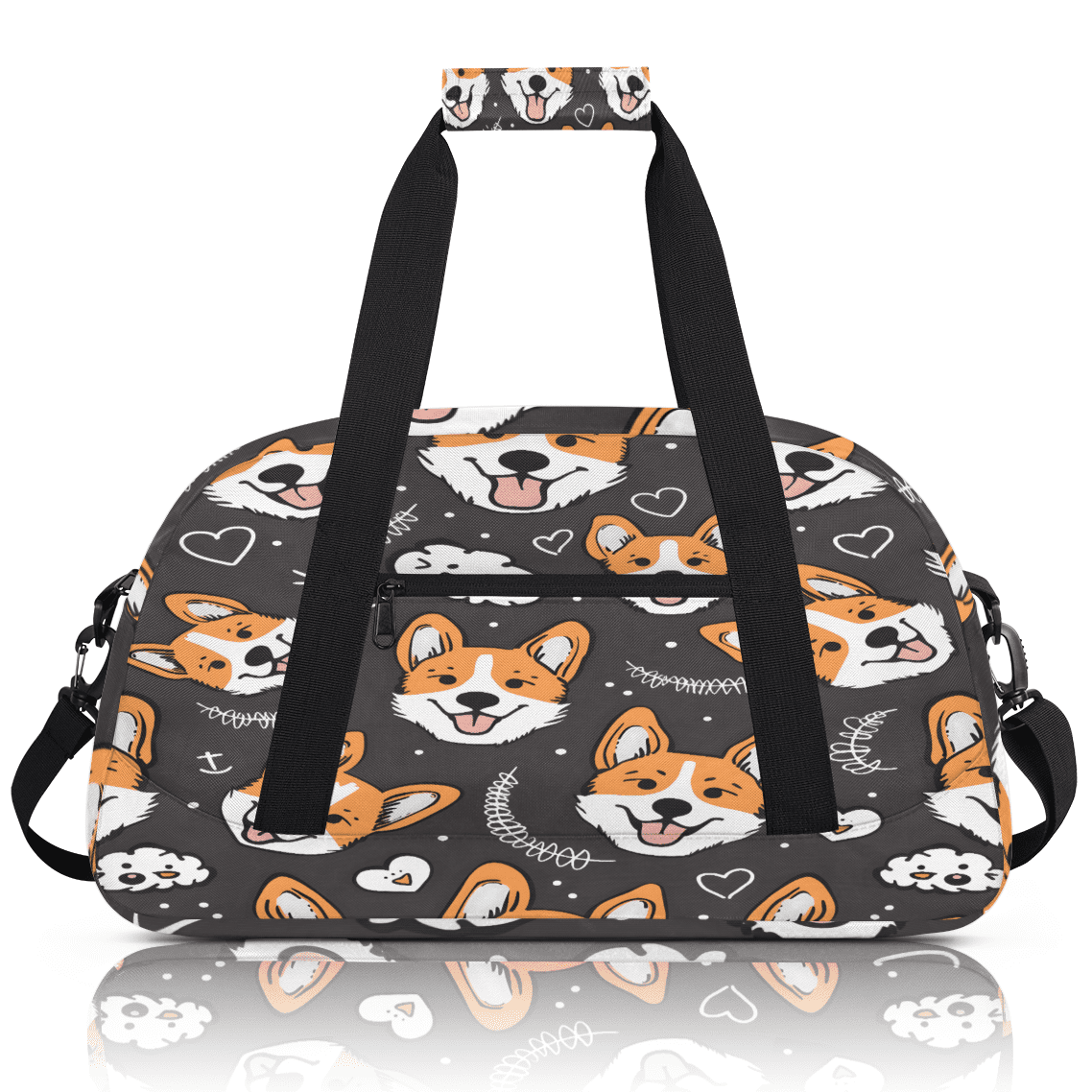 Herdesigns Sports Duffle Bags Travel Duffle Bag Gym Bag Cute Welsh Corgi Dog Weekender Travel Bag Waterproof Overnight Bag Carry On Travel Tote Bag Dance Bags