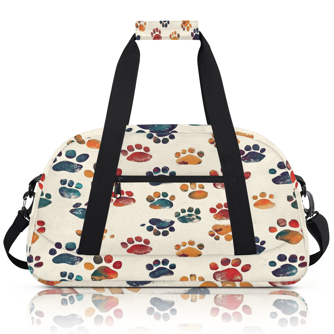 Herdesigns Sports Duffle Bags Travel Duffle Bag Gym Bag Dog Paw Print Weekender Travel Bag Waterproof Overnight Bag Carry On Travel Tote Bag Dance Bags