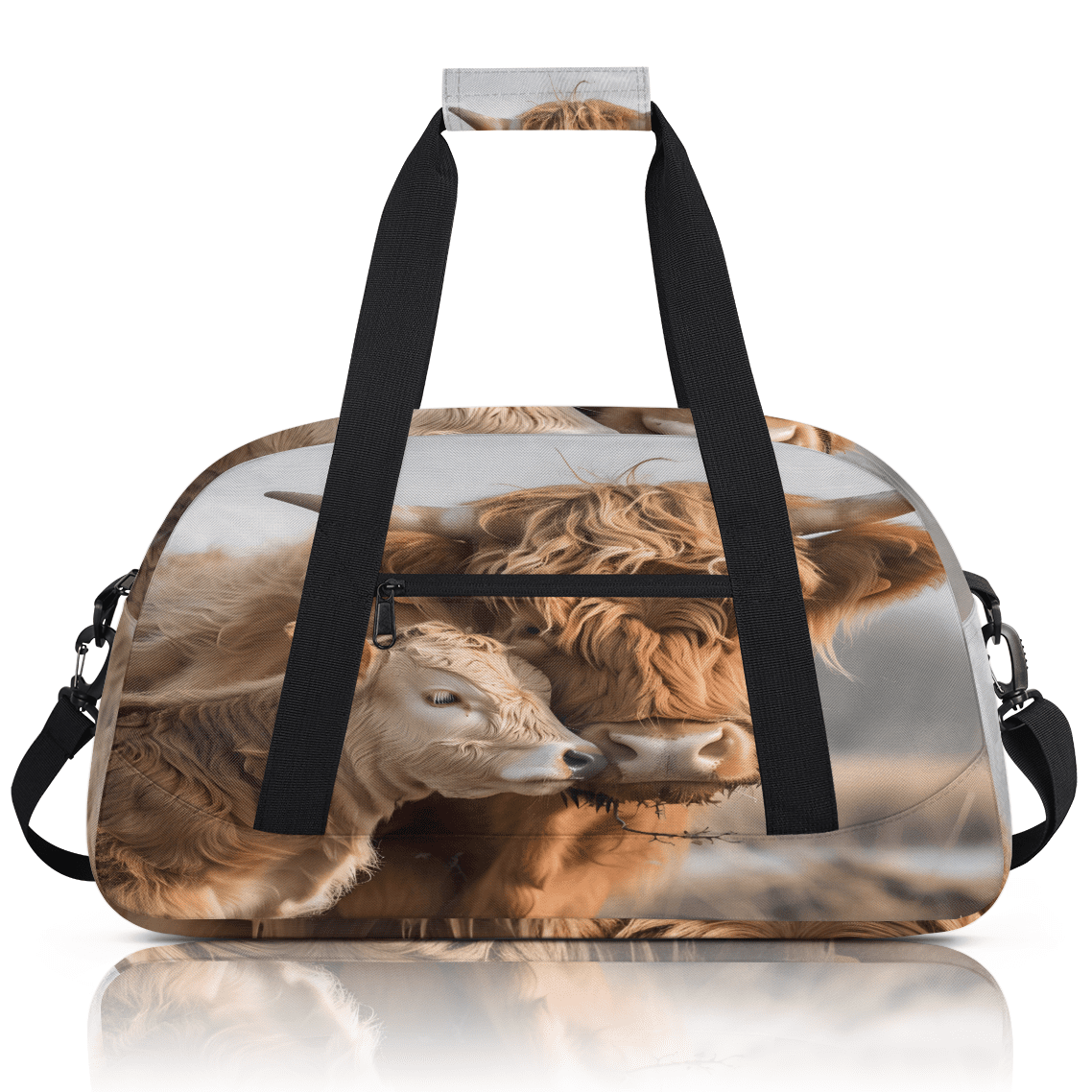 Herdesigns Sports Duffle Bags Travel Duffle Bag Gym Bag Farmhouse Highland Cow Weekender Travel Bag Waterproof Overnight Bag Carry On Travel Tote Bag Dance Bags