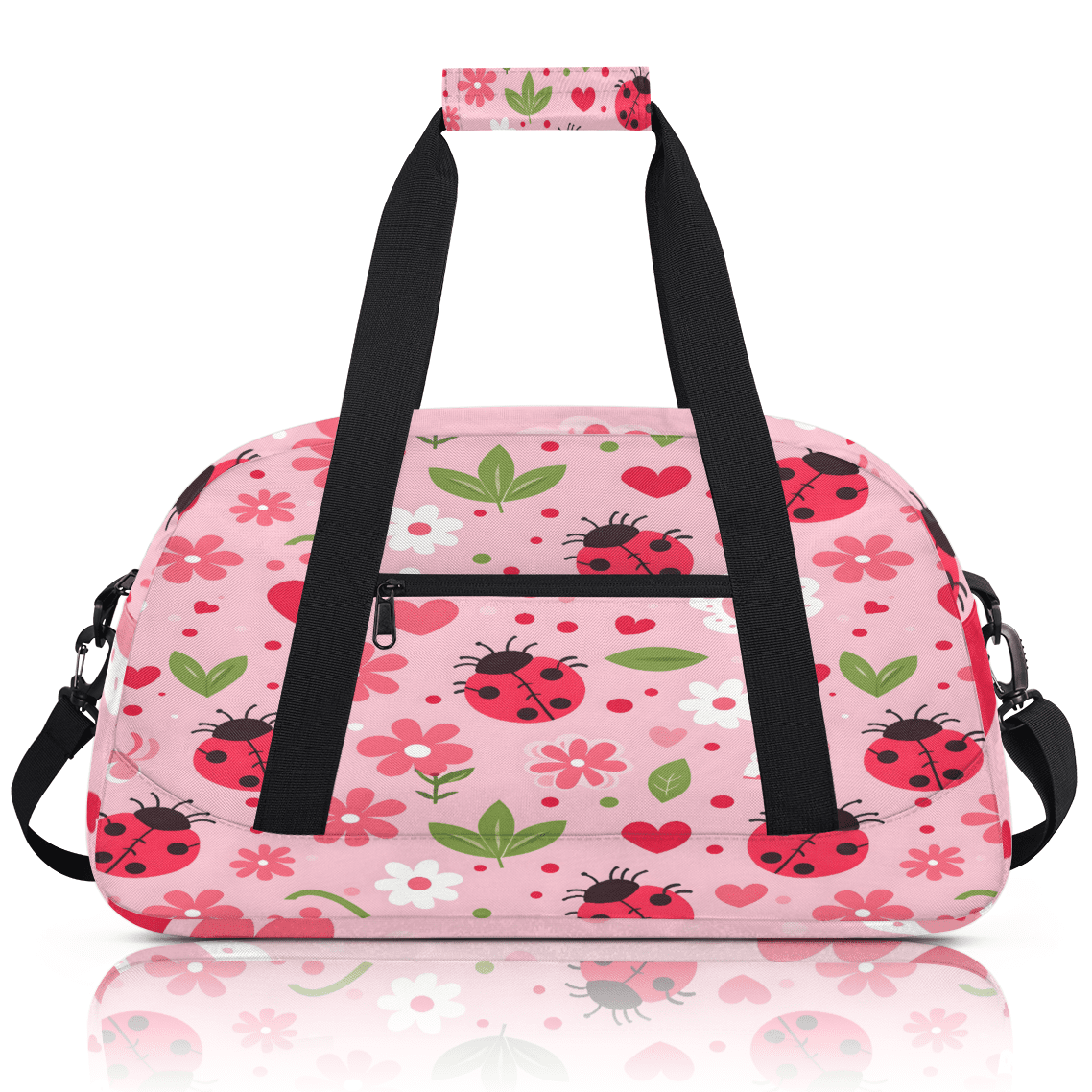 Herdesigns Sports Duffle Bags Travel Duffle Bag Gym Bag Floral Ladybugs Weekender Travel Bag Waterproof Overnight Bag Carry On Travel Tote Bag Dance Bags