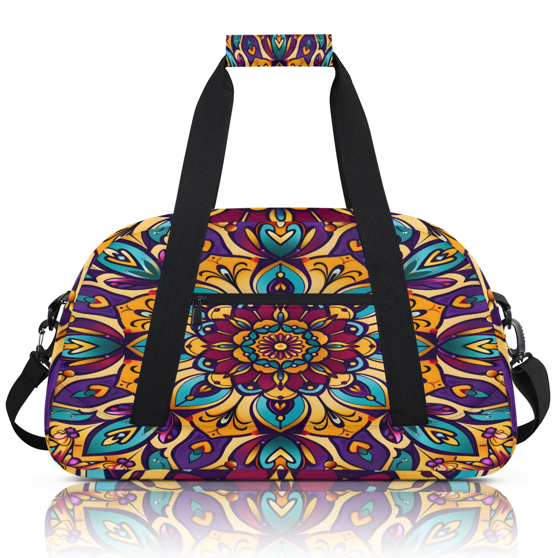 Herdesigns Sports Duffle Bags Travel Duffle Bag Gym Bag Floral Mandala Weekender Travel Bag Waterproof Overnight Bag Carry On Travel Tote Bag Dance Bags