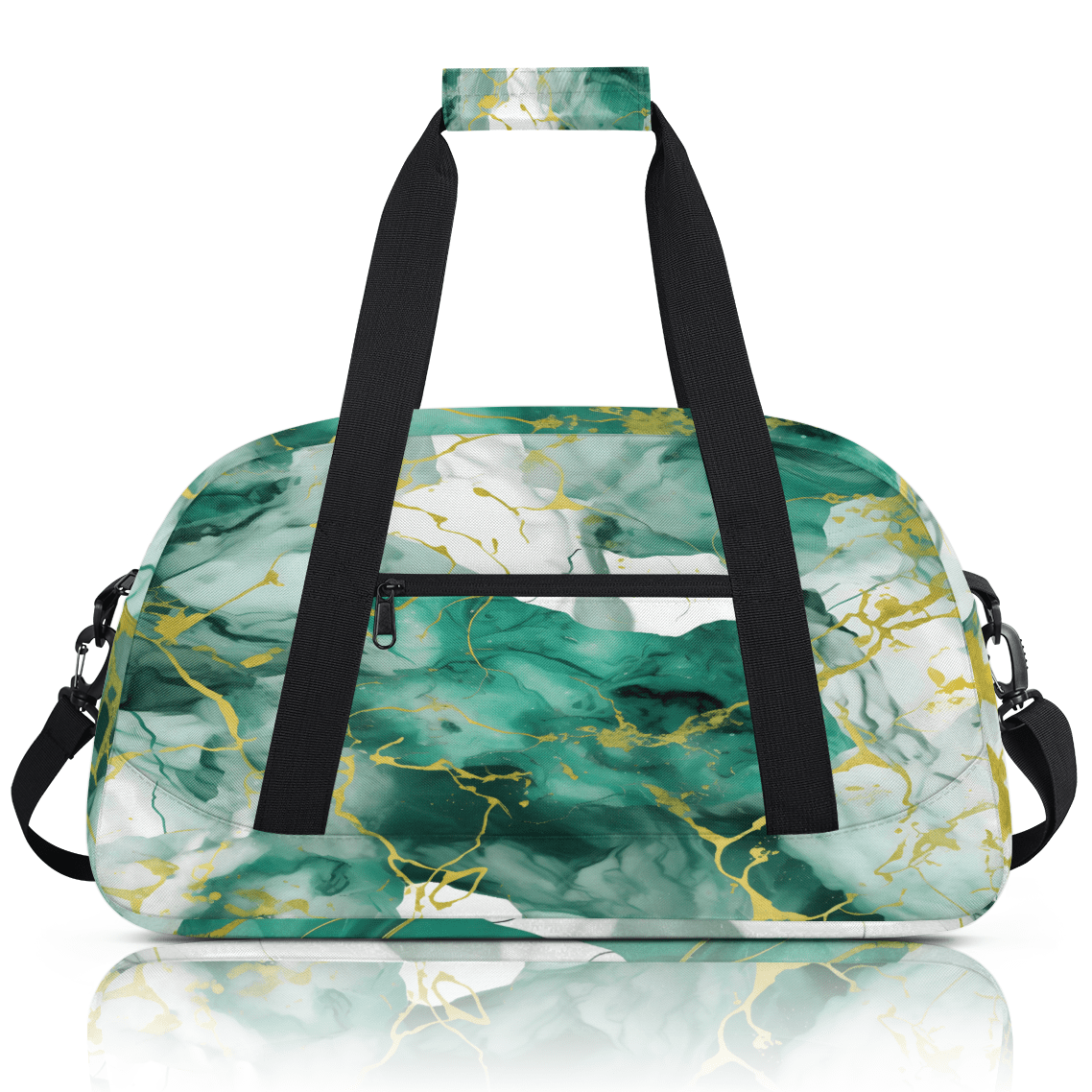Herdesigns Sports Duffle Bags Travel Duffle Bag Gym Bag Green Gold Marble Weekender Travel Bag Waterproof Overnight Bag Carry On Travel Tote Bag Dance Bags