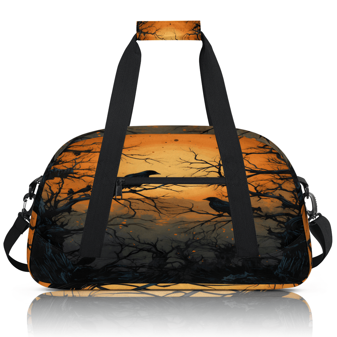 Herdesigns Sports Duffle Bags Travel Duffle Bag Gym Bag Halloween Crow Themed Weekender Travel Bag Waterproof Overnight Bag Carry On Travel Tote Bag Dance Bags