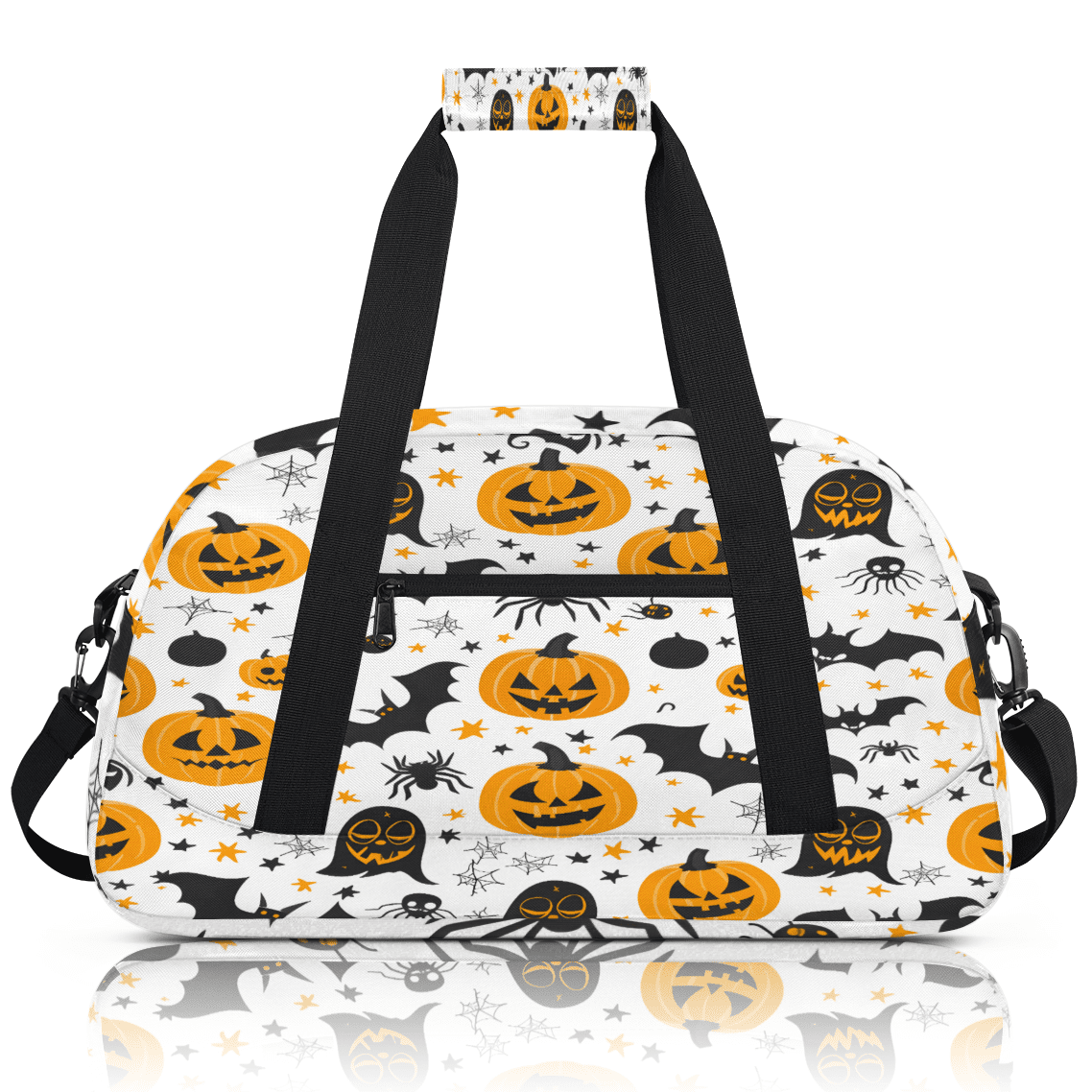 Herdesigns Sports Duffle Bags Travel Duffle Bag Gym Bag Halloween Pumpkin Bat Theme Weekender Travel Bag Waterproof Overnight Bag Carry On Travel Tote Bag Dance Bags