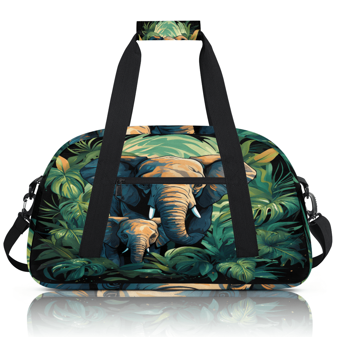 Herdesigns Sports Duffle Bags Travel Duffle Bag Gym Bag Jungle Elephant Weekender Travel Bag Waterproof Overnight Bag Carry On Travel Tote Bag Dance Bags