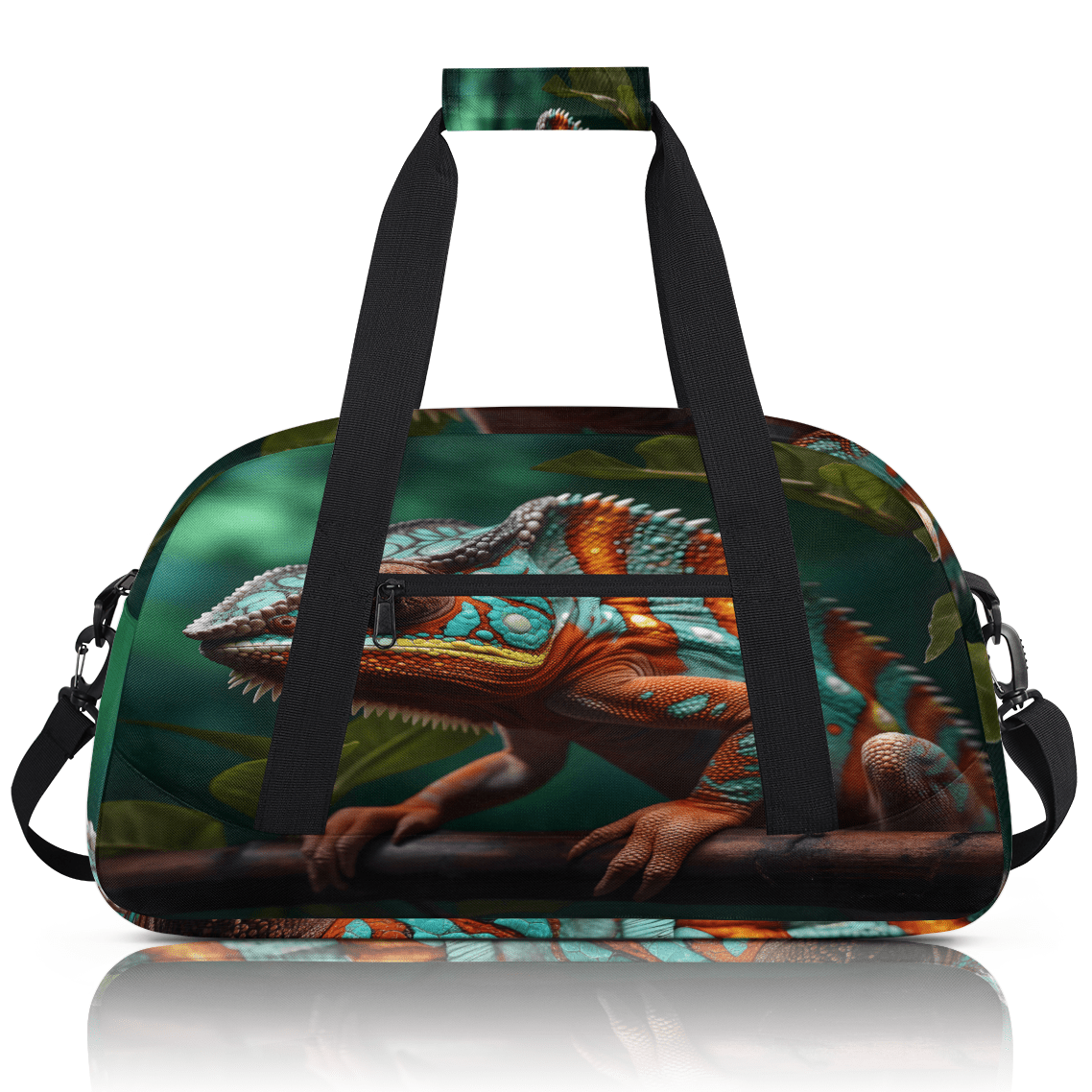 Herdesigns Sports Duffle Bags Travel Duffle Bag Gym Bag Jungle Lizard Weekender Travel Bag Waterproof Overnight Bag Carry On Travel Tote Bag Dance Bags