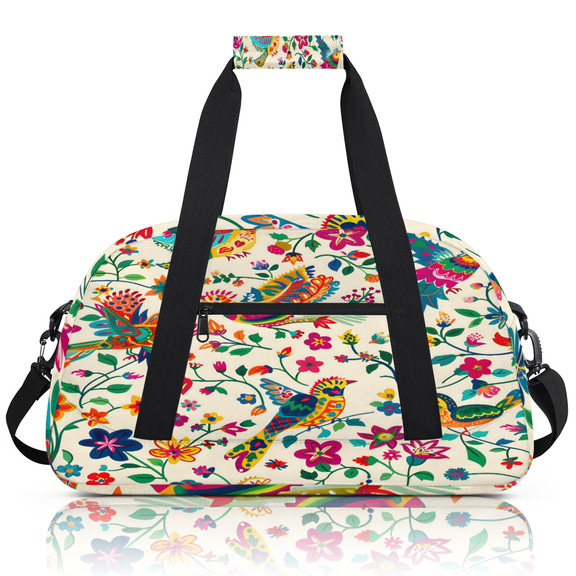 Herdesigns Sports Duffle Bags Travel Duffle Bag Gym Bag Mexican Flower Talavera Bird Weekender Travel Bag Waterproof Overnight Bag Carry On Travel Tote Bag Dance Bags