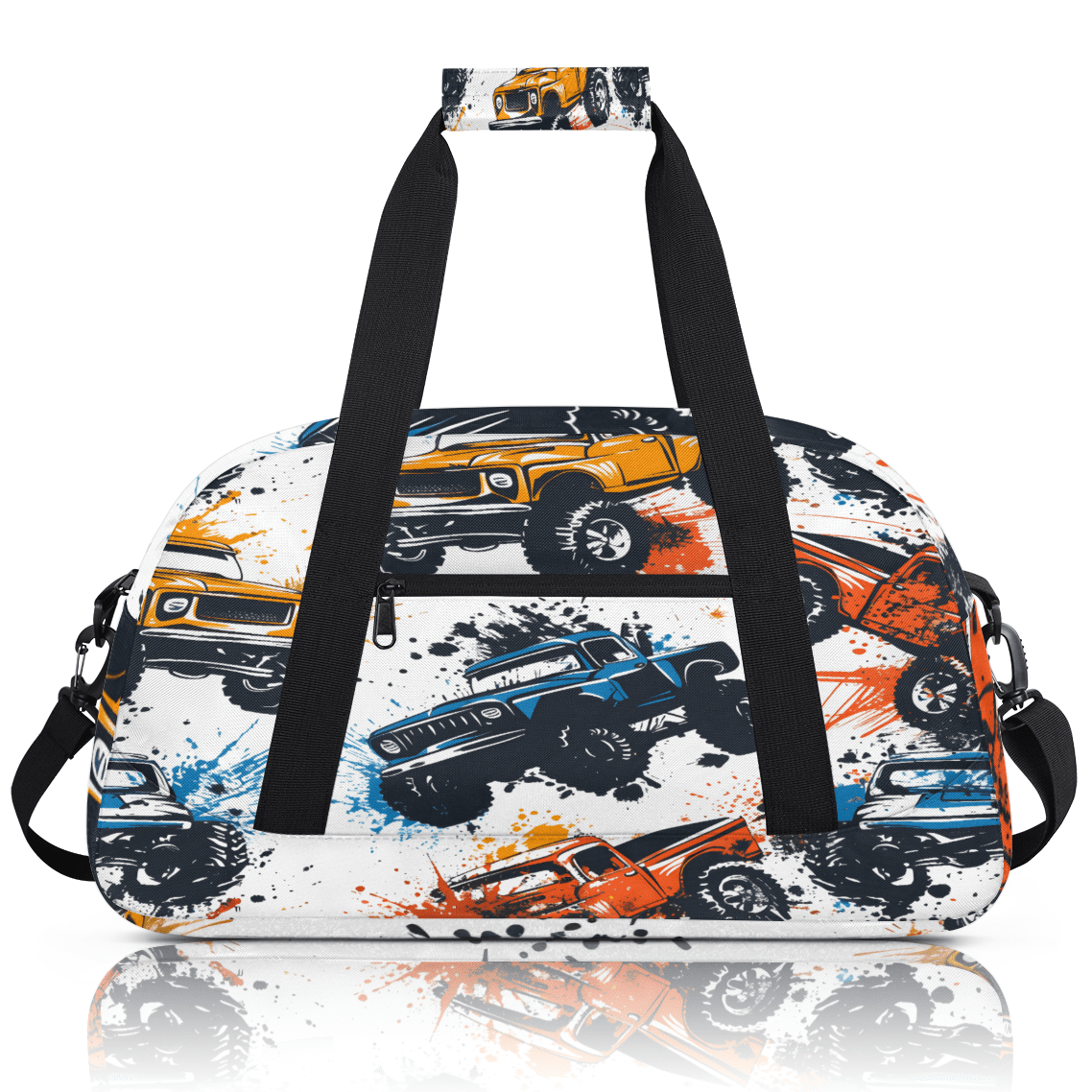 Herdesigns Sports Duffle Bags Travel Duffle Bag Gym Bag Monster Truck Car Weekender Travel Bag Waterproof Overnight Bag Carry On Travel Tote Bag Dance Bags