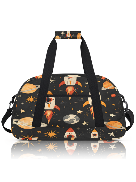 Sports Duffle Bags Travel Duffle Bag Gym Bag Outer Space Rocket Planets Weekender Travel Bag Waterproof Overnight Bag Carry On Travel Tote Bag Dance Bags