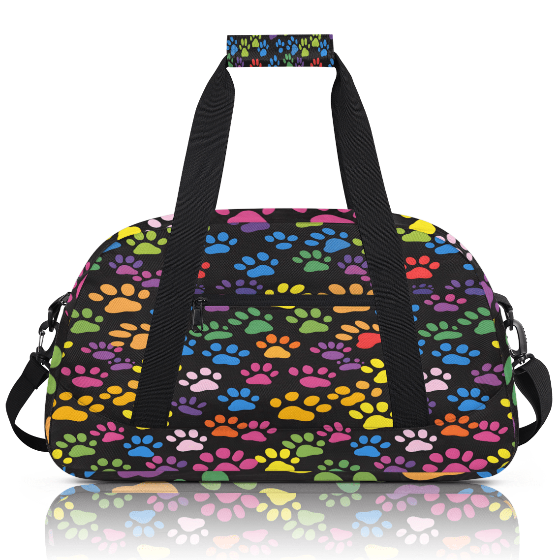 Herdesigns Sports Duffle Bags Travel Duffle Bag Gym Bag Paw Print Colorful Dog Paw Weekender Travel Bag Waterproof Overnight Bag Carry On Travel Tote Bag Dance Bags