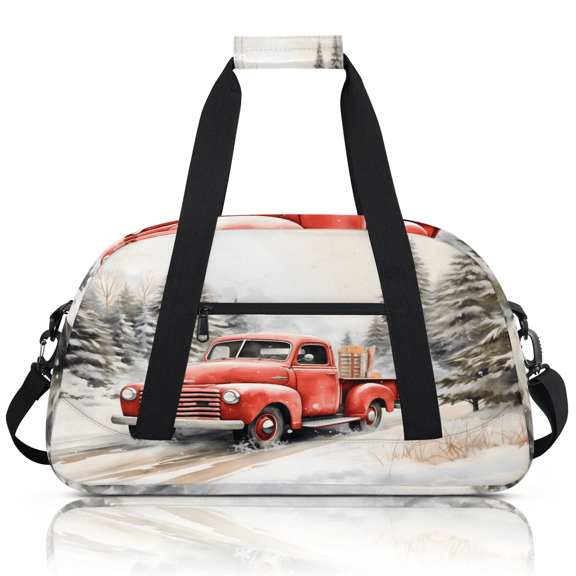 Herdesigns Sports Duffle Bags Travel Duffle Bag Gym Bag Red Truck Winter Forest Weekender Travel Bag Waterproof Overnight Bag Carry On Travel Tote Bag Dance Bags