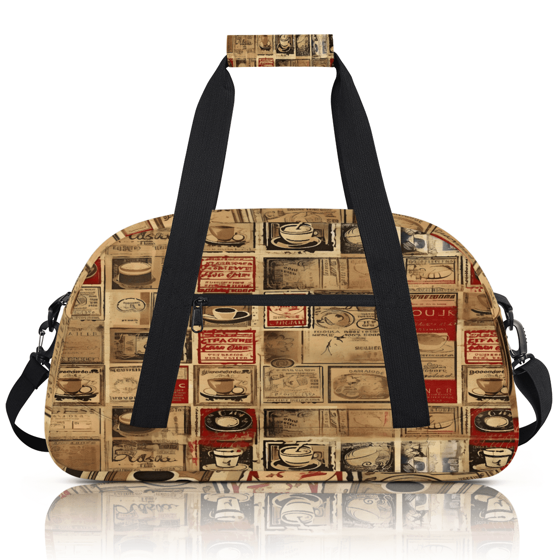 Herdesigns Sports Duffle Bags Travel Duffle Bag Gym Bag Retro Coffee Theme Weekender Travel Bag Waterproof Overnight Bag Carry On Travel Tote Bag Dance Bags