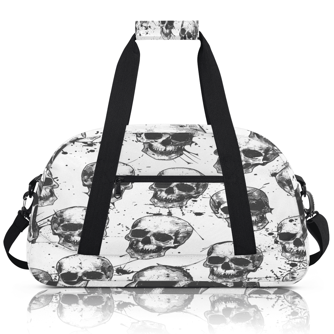 Herdesigns Sports Duffle Bags Travel Duffle Bag Gym Bag Sugar Skeleton Black White Skull Weekender Travel Bag Waterproof Overnight Bag Carry On Travel Tote Bag Dance Bags