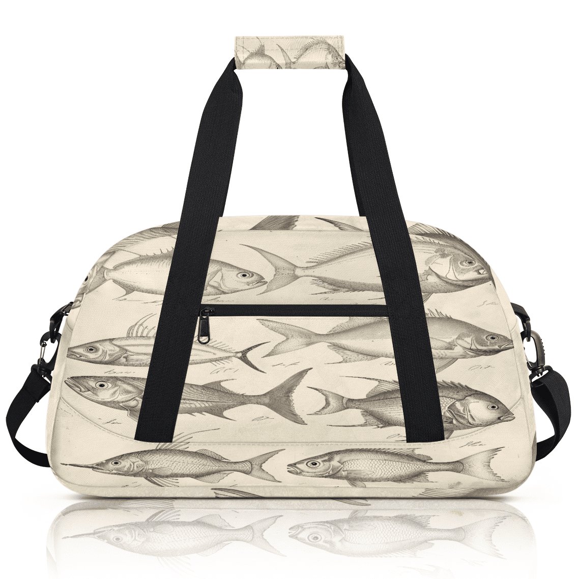 Herdesigns Sports Duffle Bags Travel Duffle Bag Gym Bag Vintage Fish Printed Weekender Travel Bag Waterproof Overnight Bag Carry On Travel Tote Bag Dance Bags