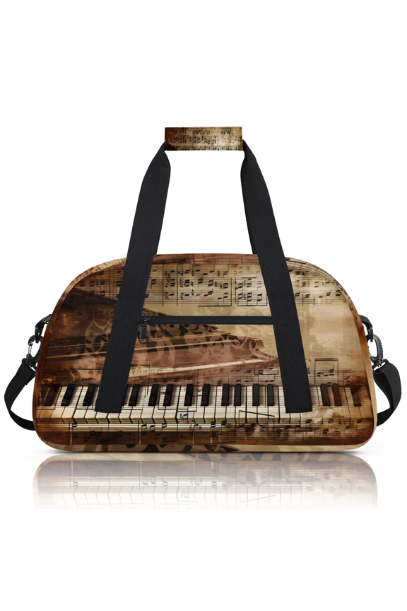 Sports Duffle Bags Travel Duffle Bag Gym Bag Vintage Music Piano Key Theme Weekender Travel Bag Waterproof Overnight Bag Carry On Travel Tote Bag Dance Bags