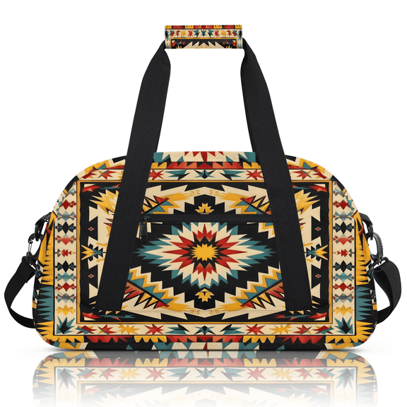 Herdesigns Sports Duffle Bags Travel Duffle Bag Gym Bag Western Aztec Boho Abstract Weekender Travel Bag Waterproof Overnight Bag Carry On Travel Tote Bag Dance Bags