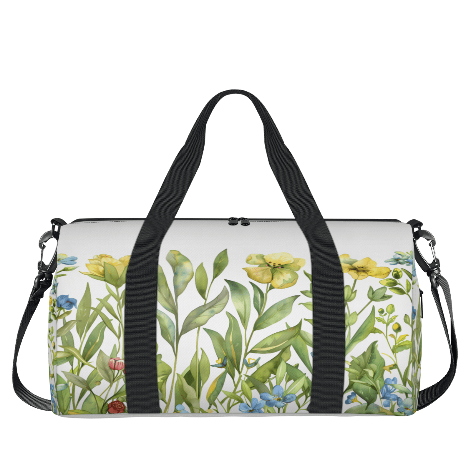 Herdesigns Spring Floral Leaves Gym Bag for Women, Duffle Bag for Travel Sport, Lightweight Waterproof Carry on Weekender Overnight Dance Yoga Workout Bags