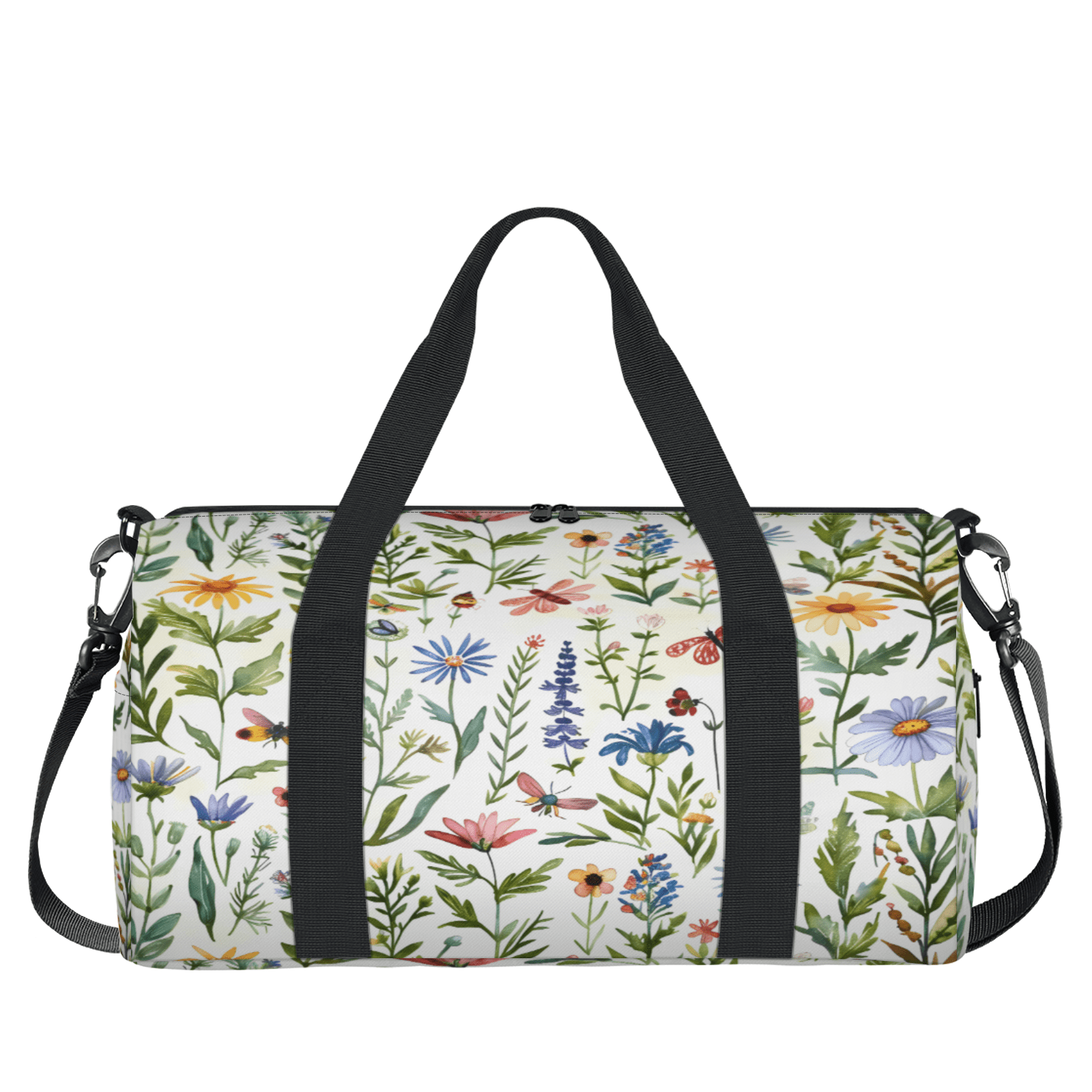 Herdesigns Spring Summer Cute Floral Gym Bag for Women, Duffle Bag for Travel Sport, Lightweight Waterproof Carry on Weekender Overnight Dance Yoga Workout Bags